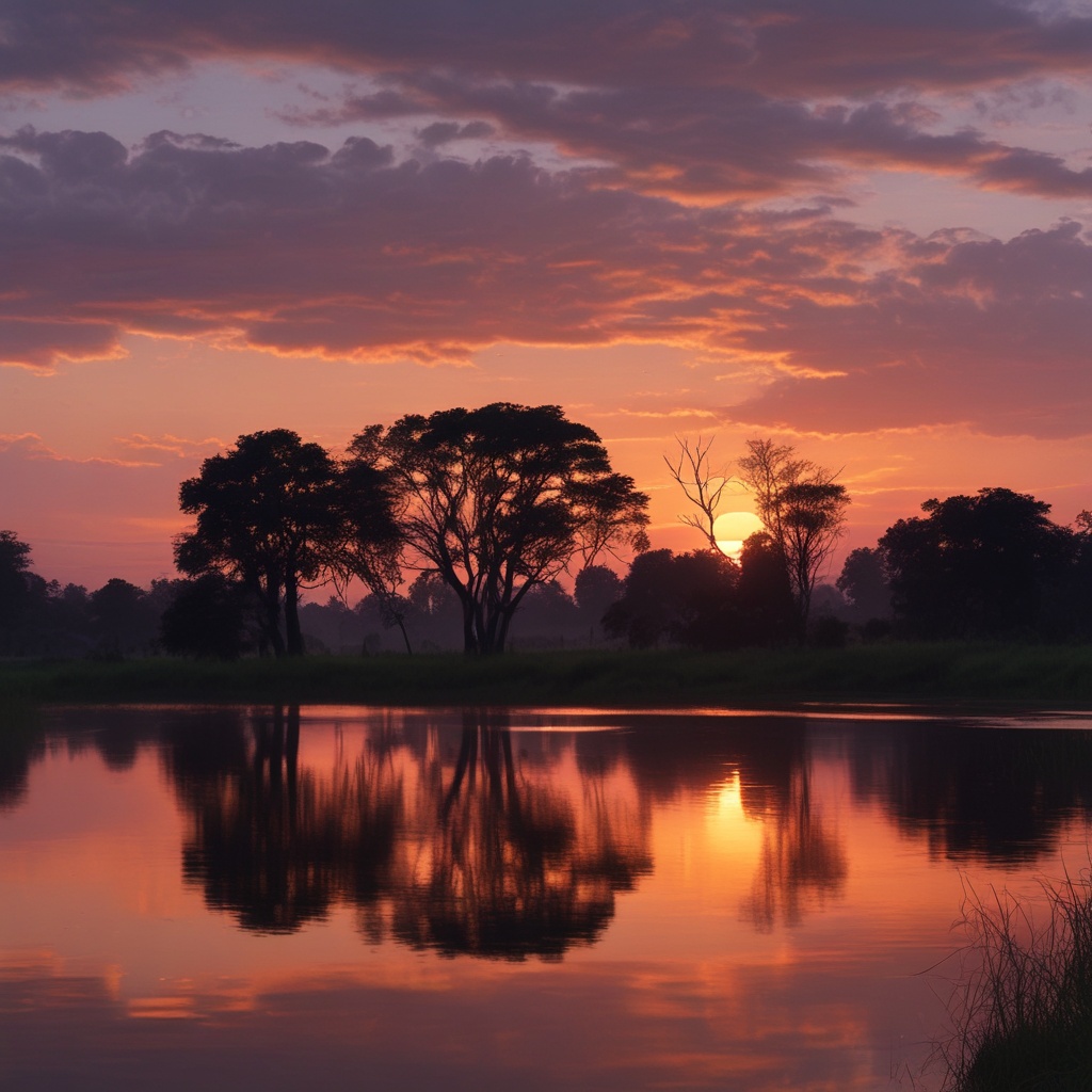 Río Paraguay en un atardecer